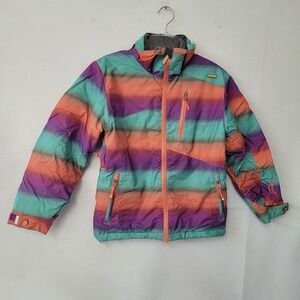 Liquid Venture Ski Snowboard Jacket Kids M Rainbow Stripe Waterproof Breathable